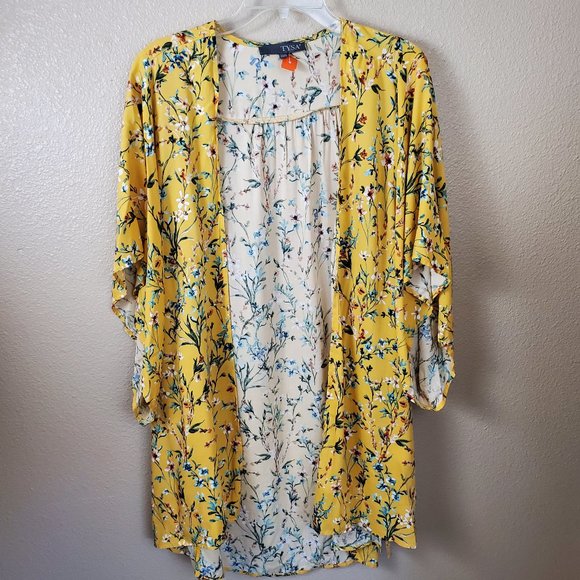 TYSA Yellow Floral Kimono Cardigan~Size 0/1 - Picture 7 of 9